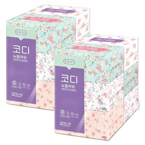 코디 뉴플라워 천연펄프 미용티슈 250매, 12개