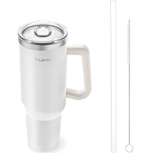 텀스 익스트림 대용량 텀블러 + 뚜껑 + 세척솔 + 빨대 세트, 오프화이트, 1.18L, 1개