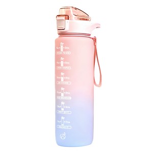 포코이 원데이워터 스포츠 빨대 물병, 핑크 + 블루, 1L, 1개