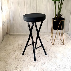 마츠리센 철제 접이식 홈바의자, 블랙