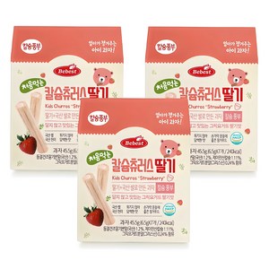 베베스트 처음먹는 칼슘 츄러스, 딸기맛, 45.5g, 3개