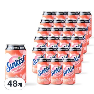 썬키스트 제로 복숭아레몬 소다, 355ml, 48개