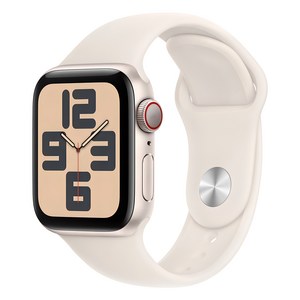 Apple 정품 2024 애플워치 SE 2세대 알루미늄 케이스, 40mm, Cellula, 스타라이트 / 스타라이트 스포츠 밴드, S/M