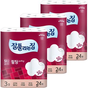 잘풀리는집 퀄팅 3겹 화장지 30m, 24롤, 3개