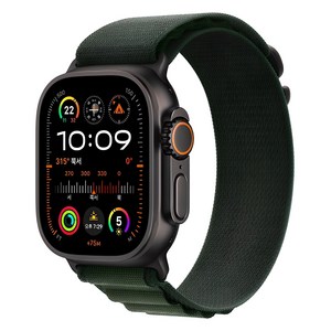 Apple 정품 2024 애플워치 Ulta 2 티타늄 알파인 루프, 블랙 다크 그린 알파인 루프 Lage, 49mm, GPS+Cellula, 블랙 / 다크 그린, Lage