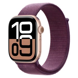 Apple 애플워치 10 GPS, 46mm, 로즈 골드 / 플럼 스포츠 루프, Loop