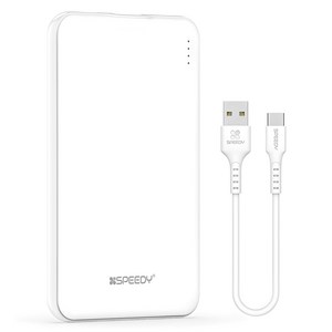 SPEEDY 슬림핏 보조배터리 5000mAh + C타입 케이블, SPE-PBCP50, WHITE