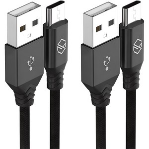 신지모루 USB-C 타입 더치 패브릭 케이블, 1m, 블랙, 2개입