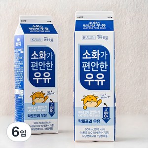 건국유업 소화가 편안한 우유, 900ml, 6입