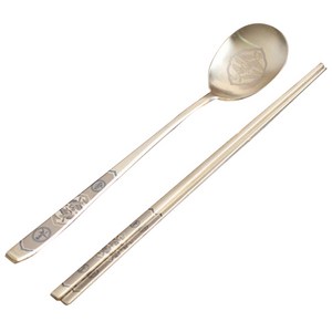 테이블아트 국산 상감 티타늄 수저세트, 혼합 색상, 2p (숟가락 1p, 젓가락 1p)