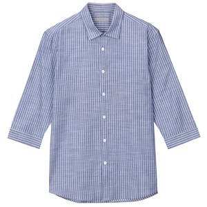 마인드브릿지 남성용 순면 스트라이프 7부셔츠 커플, NAVY