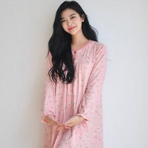 아날도바시니 속옷미인 여성용 부엉부엉이 피치기모 원피스 잠옷 홈웨어