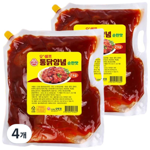 오뚜기 오쉐프 통닭양념 순한맛, 2kg, 4개