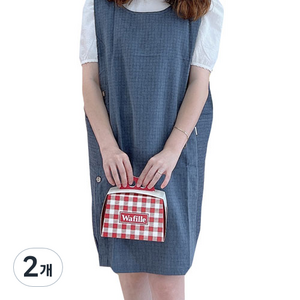 데코나인 베이직 체크 앞치마, 네이비, 2개