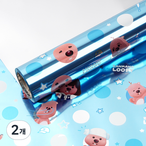잔망루피 비닐 증착 롤 선물 포장지, 블루도트, 2개