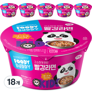 푸디버디 빨강 컵라면 84g, 18개