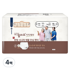 애니릴리프 한방 재활 안심 팬티형 성인기저귀 화이트, 대형, 4팩, 18매입