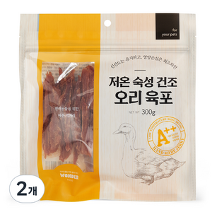 원더푸드 반려동물 저온숙성 건조 육포, 오리, 300g, 2개