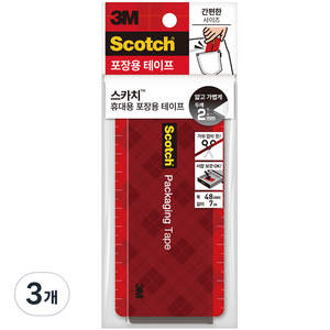 스카치 휴대용 포장용 박스 테이프 48mm x 7m, 투명, 3개