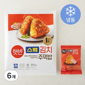 햇반 스팸 김치 주먹밥 (냉동), 500g, 6개