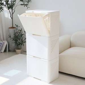 프로메이드 밀로 통풍 3단 수납함 90L, 크림화이트