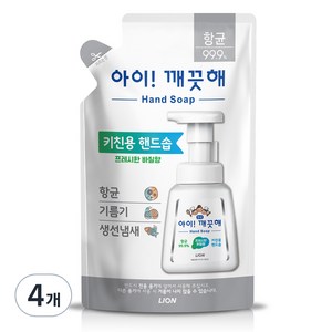 아이깨끗해 항균 키친폼 손세정제 리필 바질향, 200ml, 4개