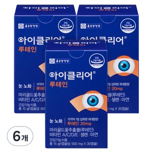 종근당건강 아이클리어 루테인 15g, 30정, 6개