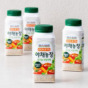 파스퇴르 야채농장 유기농 과일야채주스, 190ml, 4개