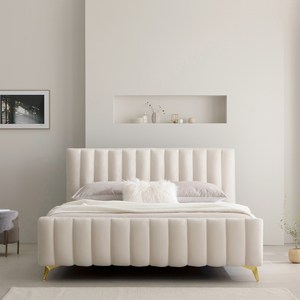 퍼니코 아더 앤틱 벨벳 침대 프레임 단품 방문설치, 크림 아이보리