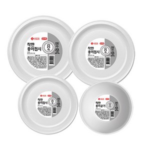 롯데이라이프 착한 종이 접시 3종 x 8p + 착한 종이 공기 1종 8p, 4종, 1세트