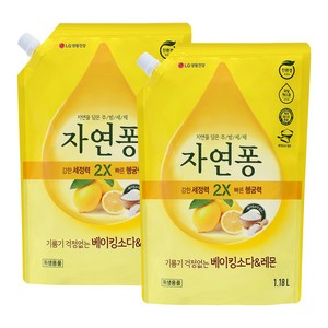 자연퐁 기름기 걱정없는 베이킹소다&레몬 주방세제, 1.18L, 2개