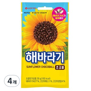 롯데웰푸드 해바라기 초코볼, 30g, 4개