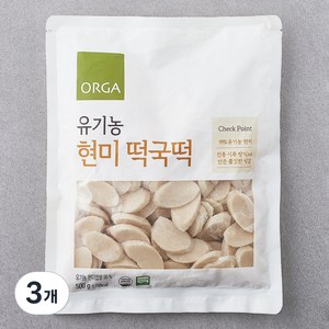 올가홀푸드 유기가공식품 인증 현미 떡국떡, 500g, 3개