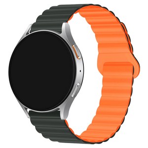 스페이스쉴드 갤럭시 워치 호환 소프트 마그넷 링크 실리콘 스트랩 20mm, 카키오렌지, 1개