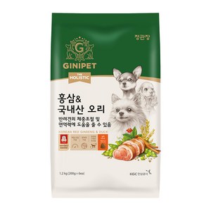 정관장 지니펫 홀리스틱 홍삼&국내산 강아지사료 면역력 강화 오리 1.2kg 1개