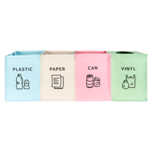 카사루 스마일 재활용 분리수거함 간단형 4종 세트, 핑크, 스카이블루, 베이지, 그린, 1세트