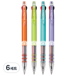 자바펜 0.4mm 나노3겔&C 다색펜 4p, 오렌지,라임,민트,라벤더, 6세트