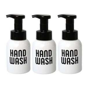 로맨틱노벰버 원형 거품용기 레터링1 HAND WASH 300ml, 블랙(캡), 3개