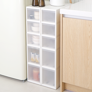 엠비코 모던 틈새 서랍장 세트, 5단, 화이트