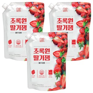 초록원 딸기잼 파우치형, 1kg, 3개
