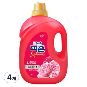 피죤 고농축 실내건조 시그니처 플라워페스티벌 본품, 4L, 4개