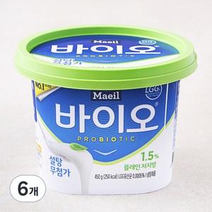 매일바이오 플레인 저지방 요거트, 450g, 6개