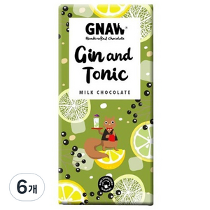 GNAW 진 앤 토닉 밀크 초콜릿 바, 100g, 6개