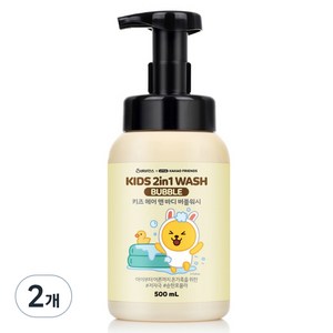 베비언스 카카오 무지 키즈 헤어 앤 바디 버블 워시 올인원클렌저, 500ml, 2개