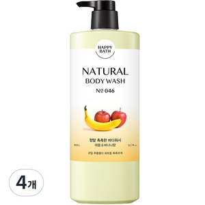해피바스 정말 촉촉한 바디워시 애플 & 바나나향, 900g, 4개