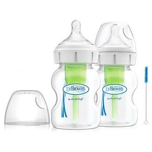 닥터브라운 와이드넥 옵션스플러스 PP젖병 본품 트윈팩 + 세척솔 1p, 혼합색상, 150ml, 1세트
