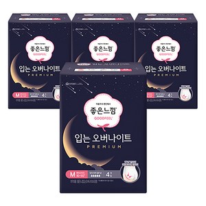 좋은느낌 프리미엄 입는 오버나이트 생리대 중형 팬티형 오버나이트, 4개입, 4개