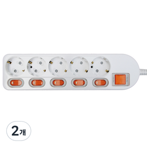 번개표 개별스위치 멀티탭 5구 WI-MC1655, 3m, 혼합색상, 2개