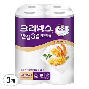 크리넥스 안심 3겹 키친타월, 140매, 12개