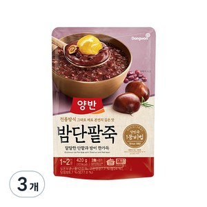 양반죽 밤단팥죽 파우치죽, 420g, 3개